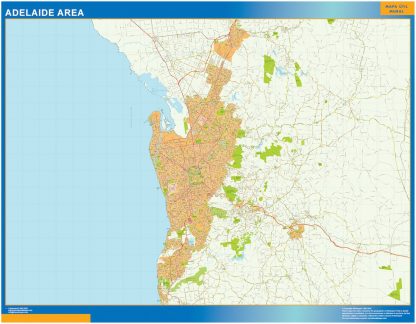 Adelaide area gelamineerd wandkaarten
