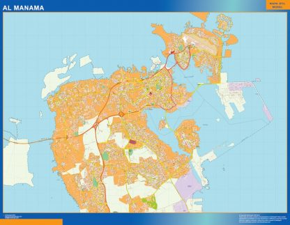 Al Manama gelamineerd wandkaarten