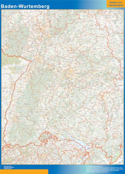 Baden-Wurtemberg wandkaarten