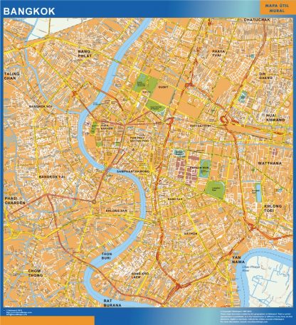 Bangkok gelamineerd wandkaarten