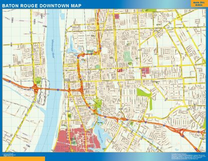 Baton Rouge downtown wandkaarten