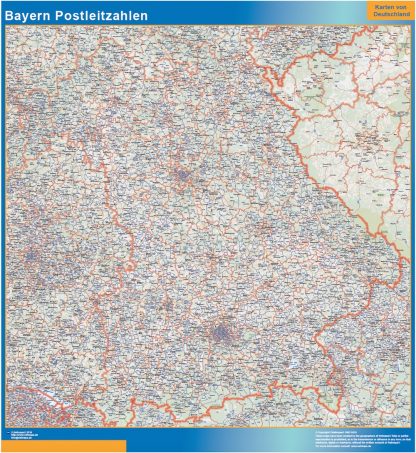 Bayern zip codes wandkaarten