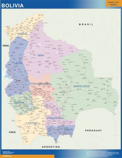 Bolivia wandkaarten
