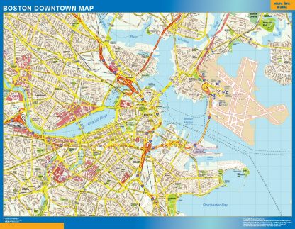 Boston downtown wandkaarten