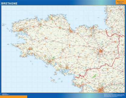 Bretagne gelamineerd wandkaarten