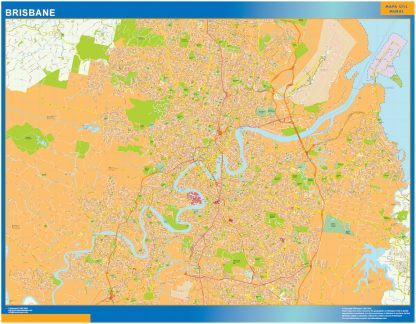 Brisbane gelamineerd wandkaarten