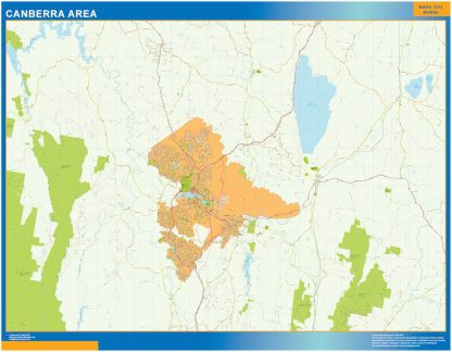 Canberra area gelamineerd wandkaarten