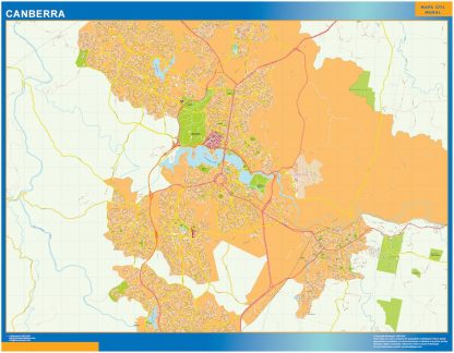 Canberra gelamineerd wandkaarten