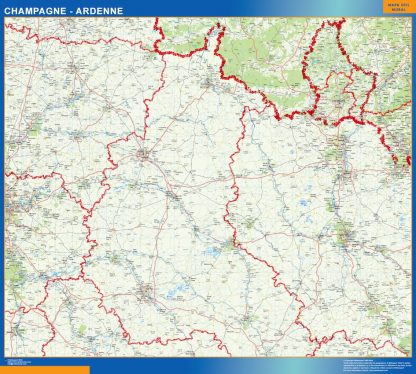 Champagne Ardenne gelamineerd wandkaarten