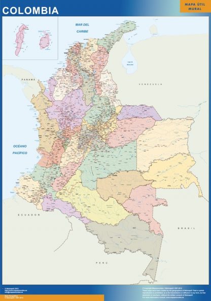 Colombia wandkaarten