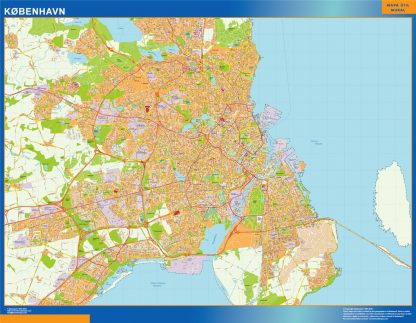 Copenhague wandkaarten Denemarken