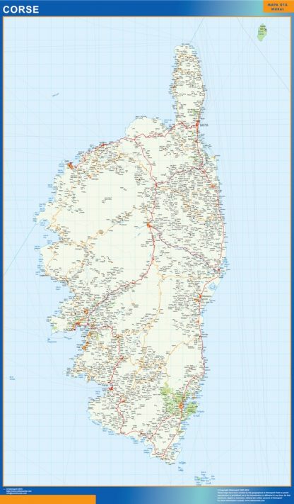 Corse gelamineerd wandkaarten