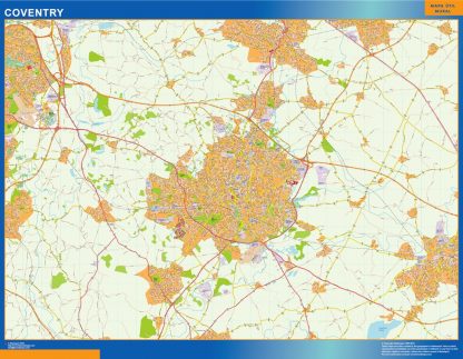 Coventry gelamineerd wandkaarten