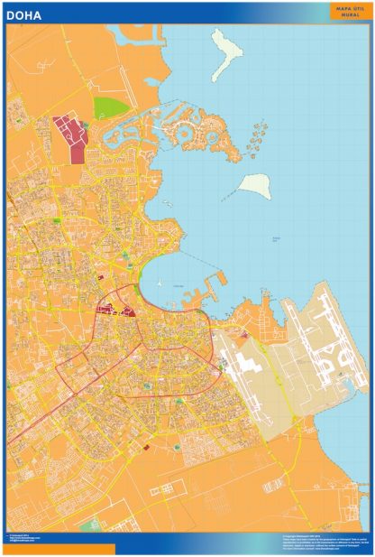 Doha Area gelamineerd wandkaarten
