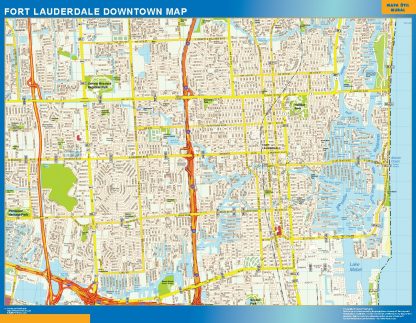 Fort Lauderdale downtown wandkaarten