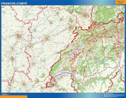Franche Comte gelamineerd wandkaarten
