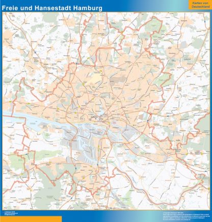 Freie und Hansestadt Hamburg wandkaarten