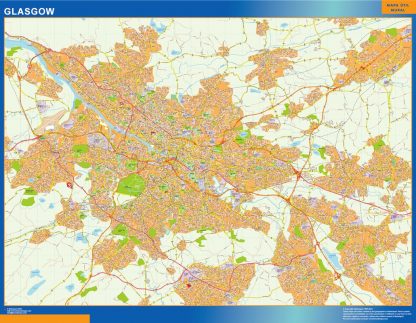 Glasgow gelamineerd wandkaarten