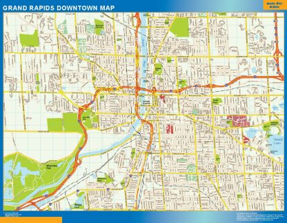 Grand Rapids downtown wandkaarten