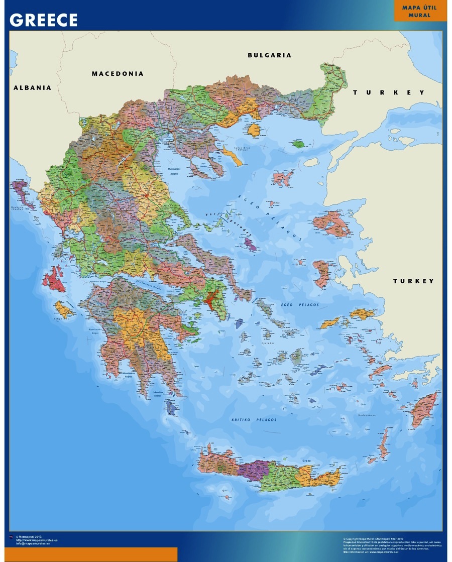 Greece map | Wandkaarten van de wereld