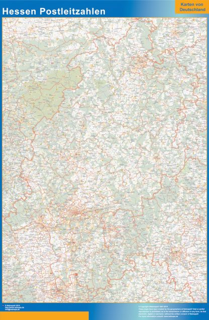 Hessen zip codes wandkaarten