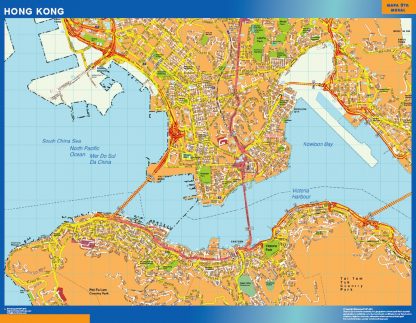 Hong Kong gelamineerd wandkaarten