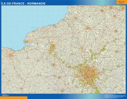 Ile De Frankrijk Normandie gelamineerd wandkaarten
