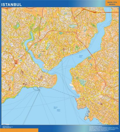 Istanbul gelamineerd wandkaarten