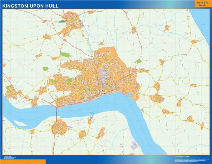 Kingston Upon Hull gelamineerd wandkaarten