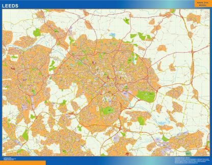 Leeds gelamineerd wandkaarten