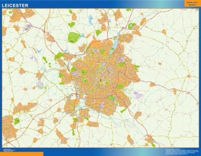 Leicester gelamineerd wandkaarten