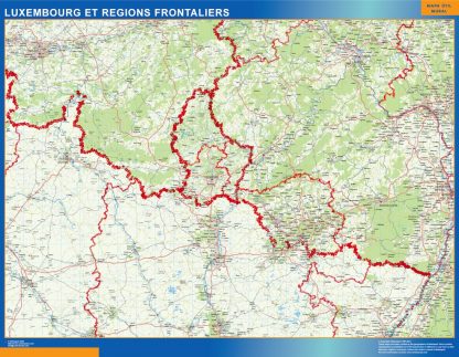Luxembourg Regions Frontaliers gelamineerd wandkaarten