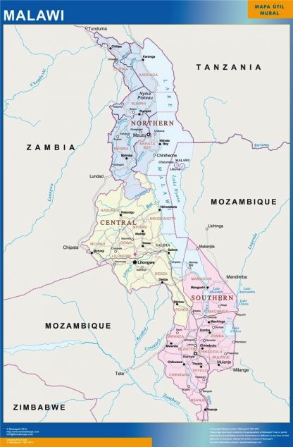 Malawi wandkaarten