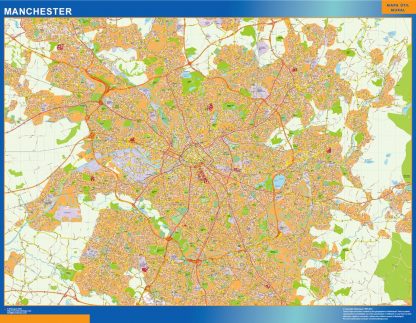 Manchester gelamineerd wandkaarten