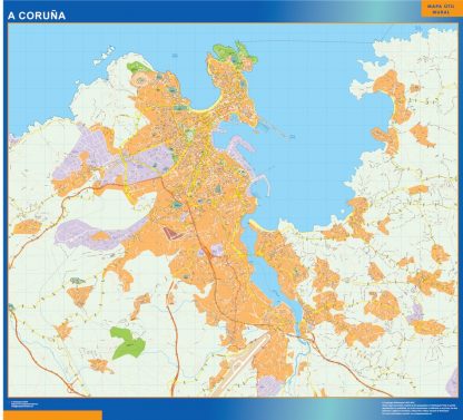 wandkaarten A Coruna Spanje