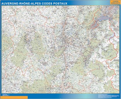 wandkaarten Auvergne-Rhone-Alpes zip codes