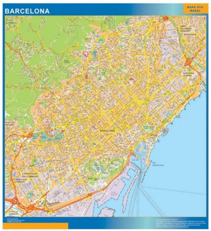 wandkaarten Barcelona Spanje