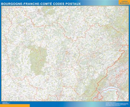 wandkaarten Bourgogne Franche Comte zip codes