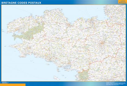 wandkaarten Bretagne zip codes