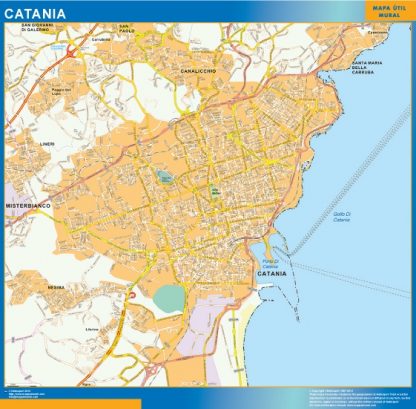 wandkaarten Catania city Italië
