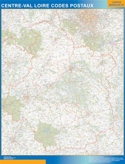 wandkaarten Centre Val Loire zip codes