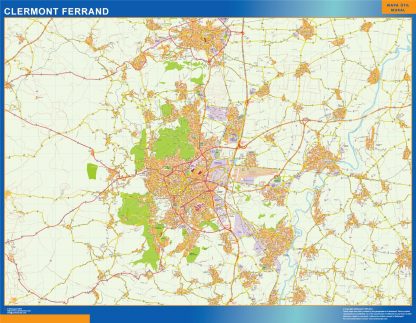 wandkaarten Clermont Ferrand Frankrijk