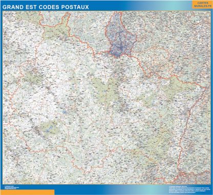 wandkaarten Grand Est zip codes