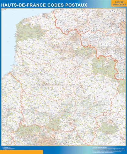 wandkaarten Hauts de Frankrijk zip codes
