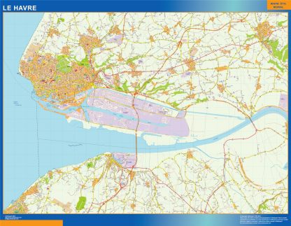 wandkaarten Le Havre Frankrijk
