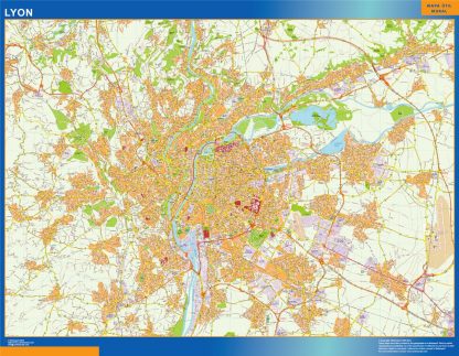 wandkaarten Lyon Frankrijk