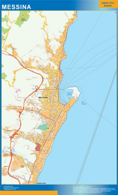wandkaarten Messina city Italië