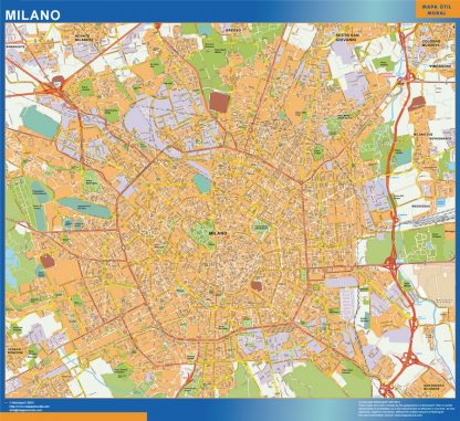 wandkaarten Milano city Italië