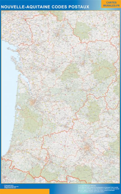 wandkaarten Nouvelle Aquitaine zip codes