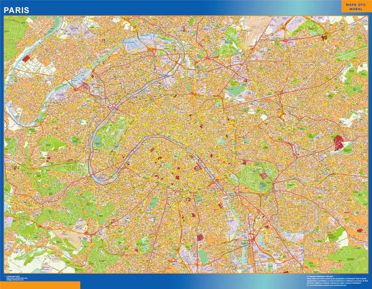 wandkaarten Paris Frankrijk Wandkaarten van de wereld